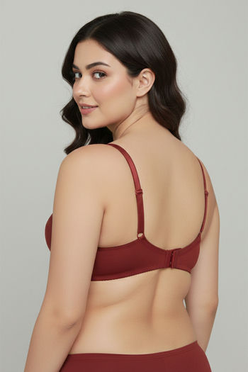 Zivame Beautiful Basics Double Layered Non Wired 3/4th Coverage T-Shirt Bra - Red Dahlia — image 2
